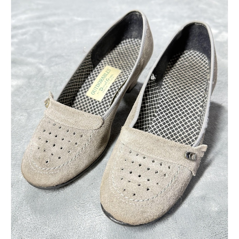 Vintage Daniel Green Slippers Womens Size 5.5 Gray Suede Outdorables Loafer